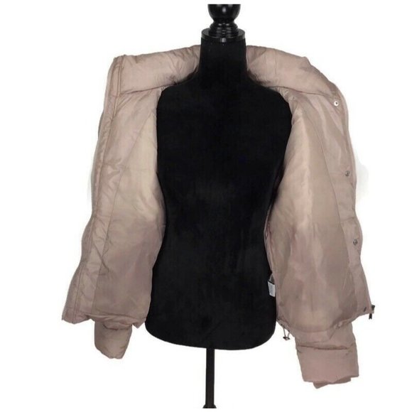 Sebby Hooded Puffer Jacket Blush Pale Pink Detachable Hood Winter Coat NEW Large - Picture 6 of 8